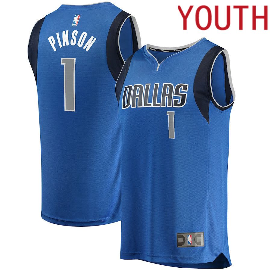Youth Dallas Mavericks 1 Theo Pinson Fanatics Branded Blue Fast Break Replica NBA Jersey